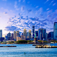 Buy canvas prints of Statue of Liberty and Jersey City in Blue Hour by Darryl Brooks