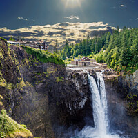 Buy canvas prints of Sun over Snoqualmie Falls by Darryl Brooks