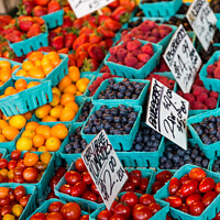 Buy canvas prints of Tomatoes Blueberries and Raspberries by Darryl Brooks