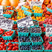 Buy canvas prints of Tomatoes Blueberries and Rasberries by Darryl Brooks