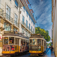 Buy canvas prints of Traditional Street Cars in Lisbon by Darryl Brooks