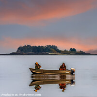 Buy canvas prints of Two Fisherman on Foggy Alaska Waterway by Darryl Brooks