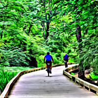 Buy canvas prints of Two Cyclists on Trail by Darryl Brooks
