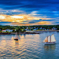 Buy canvas prints of Watercolor Sailboats at Sunset by Darryl Brooks