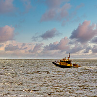 Buy canvas prints of Yellow Pilot Boat at Dawn by Darryl Brooks