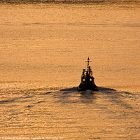 Buy canvas prints of Tugboat Into Sunrise by Darryl Brooks