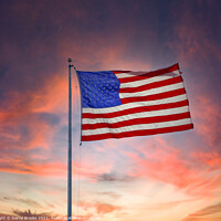 Buy canvas prints of Bright Backlit Flag by Sunset by Darryl Brooks