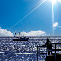 Buy canvas prints of Fisherman and Shrimp Boat Under Sun by Darryl Brooks