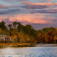 Buy canvas prints of Lakeside Home in Sunset Sky by Darryl Brooks