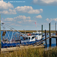 Buy canvas prints of Shrimp Boat at Marsh Dock by Darryl Brooks