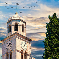 Buy canvas prints of Old Clock Tower by Tree by Darryl Brooks