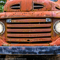 Buy canvas prints of Old Truck Grill with Headlights On by Darryl Brooks