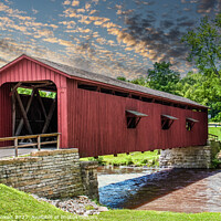 Buy canvas prints of Old Red Covered Bridge Over Muddy River by Darryl Brooks
