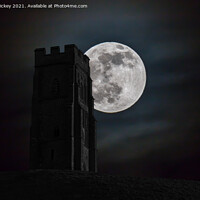 Buy canvas prints of Glastonbury Tor Big Moon by Derek Hickey