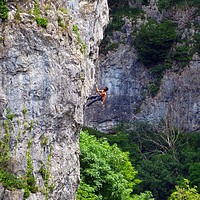 Buy canvas prints of Climbing Cheddar Gorge       by Derek Hickey