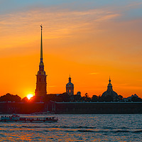 Buy canvas prints of Orange sunset over St. Petersburg by Dobrydnev Sergei