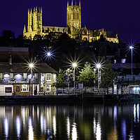 Buy canvas prints of Blue Hour at Lincoln Cathedral by John Lawrence