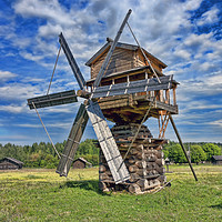 Buy canvas prints of wooden windmil in Russia by Alexander Ov