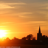 Buy canvas prints of Village Church sunset by Andrew Bell