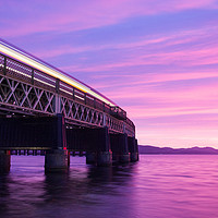 Buy canvas prints of Tay Rail Bridge at Sunset by Tom Starkey