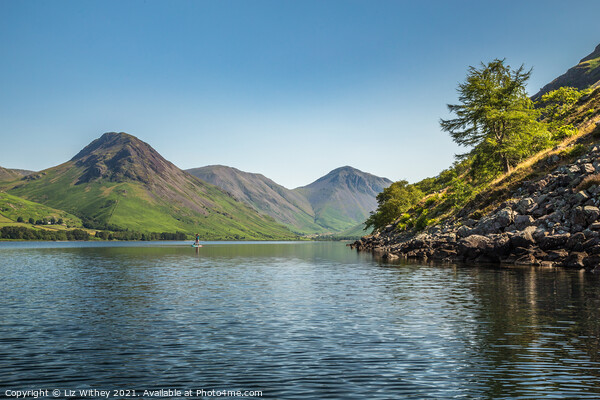Wast Water Paddleboarder Picture Board by Liz Withey