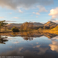 Buy canvas prints of Reflections, Kelly Hall Tarn by Liz Withey