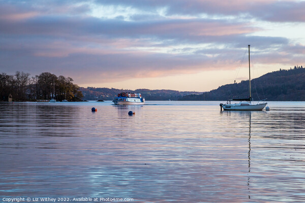 Windermere Sunset Picture Board by Liz Withey