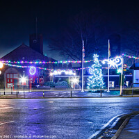 Buy canvas prints of Christmas Lights, Carnforth by Liz Withey