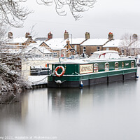 Buy canvas prints of Narrowboat in Winter by Liz Withey