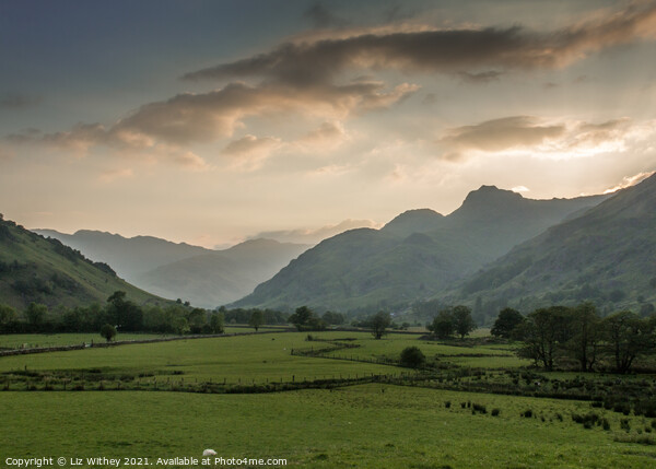 Evening in Langdale Picture Board by Liz Withey