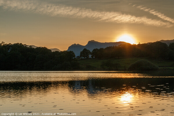 Sunset, Loughrigg Tarn Picture Board by Liz Withey