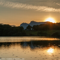 Buy canvas prints of Sunset, Loughrigg Tarn by Liz Withey