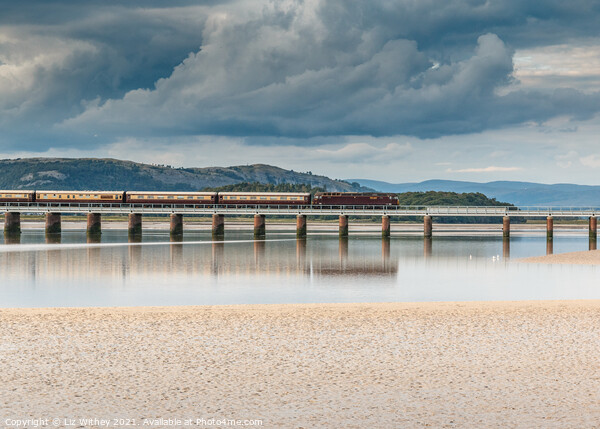 Arnside Viaduct with train Picture Board by Liz Withey