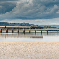 Buy canvas prints of Arnside Viaduct with train by Liz Withey