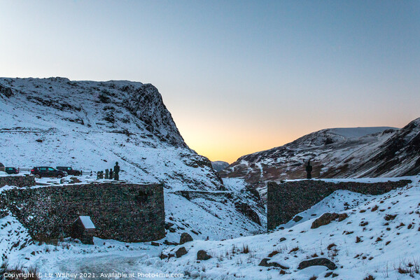 Snowy Sunset, Honister Pass Picture Board by Liz Withey