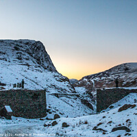 Buy canvas prints of Snowy Sunset, Honister Pass by Liz Withey