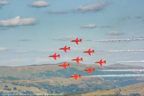 Red Arrows, Windermere Airshow Picture Board by Liz Withey