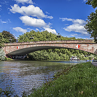 Buy canvas prints of Bridge Over The River Saar, in Saarbrucken, German by Andy Morton