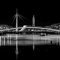 Buy canvas prints of Bassin Du Commerce Bridge At Night In Le Havre, Fr by Andy Morton