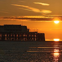 Buy canvas prints of Sun Rise at Worthing Pier   by AMANDA TRICKER