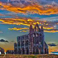 Buy canvas prints of Dramatic sky's sunset whitby abbey by David Ackroyd