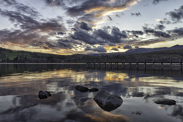 Sunset at Coniston jetty  Picture Board by James Marsden