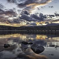 Buy canvas prints of Sunset at Coniston jetty  by James Marsden