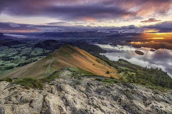 Majestic Sunrise over Derwent Water Picture Board by James Marsden