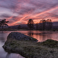 Buy canvas prints of Serene Red Sunset at Kelly Hall Tarn by James Marsden
