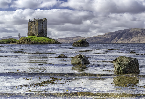Majestic Castle Stalker on Loch Linnhe Picture Board by James Marsden
