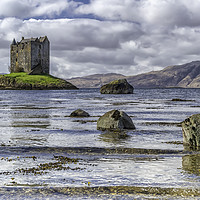 Buy canvas prints of Majestic Castle Stalker on Loch Linnhe by James Marsden