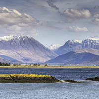 Buy canvas prints of Panoramic View of Glencoe Mountains  by James Marsden