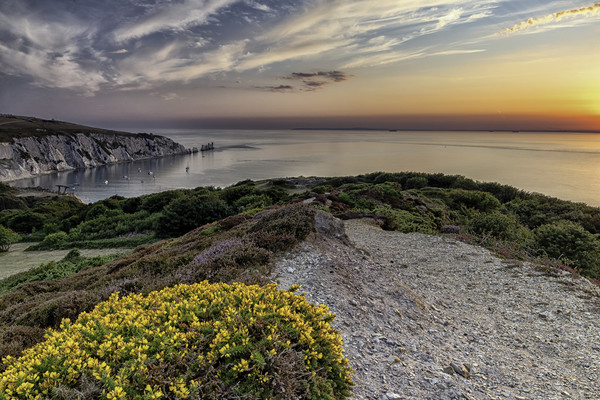 Sunset at the Needles Lighthouse Picture Board by James Marsden