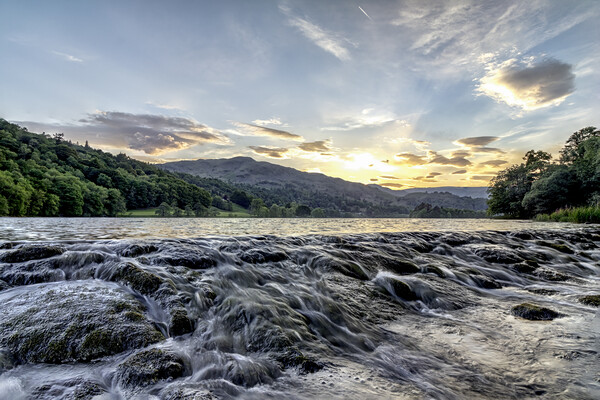 Grasmere weir at Sunset Picture Board by James Marsden